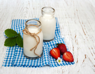 Milk and strawberries