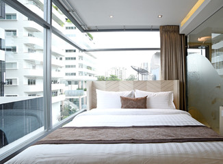 bedroom in soft light colors