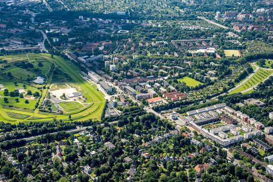 Germany, Hamburg and suburbs. Panorama frome above