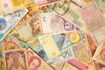 Fototapeta na wymiar Assorted international banknotes