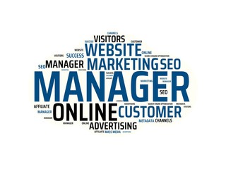 MANAGER - image with words associated with the topic ONLINE MARKETING, word, image, illustration