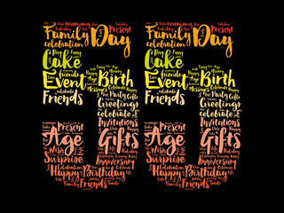 Happy 55th birthday word cloud collage concept