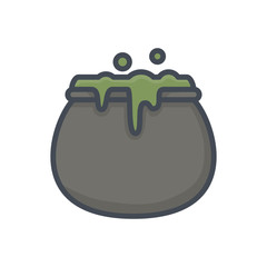 Halloween holiday colored icon witch pot
