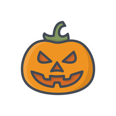 Halloween holiday colored icon pumpkin carving