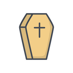 Halloween holiday colored icon coffin cross