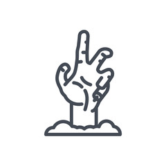 Halloween holiday line icon zombie hand grave