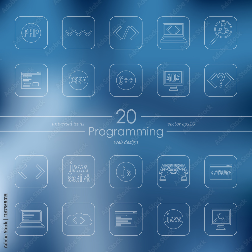Poster set of programming icons