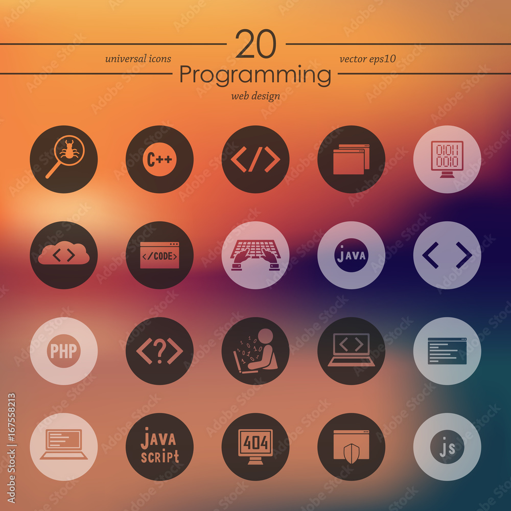 Poster set of programming icons