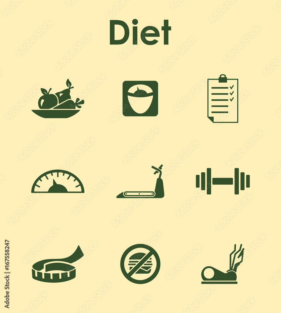 Sticker set of diet simple icons