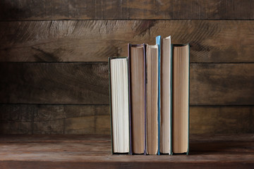 Old books on the table.