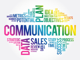 Communication word cloud collage, business concept background
