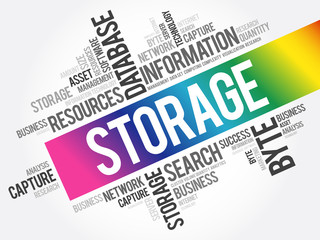 Storage word cloud collage, business concept background