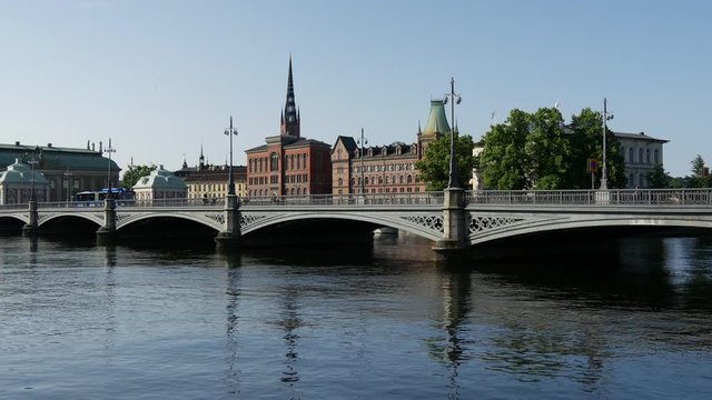 The Riddarholm Church and the Vasabron bridge in Stockholm Sweden