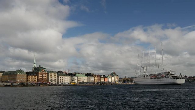Cruise ship Wind Surf arriving in Gamla Stan Stockholm Sweden