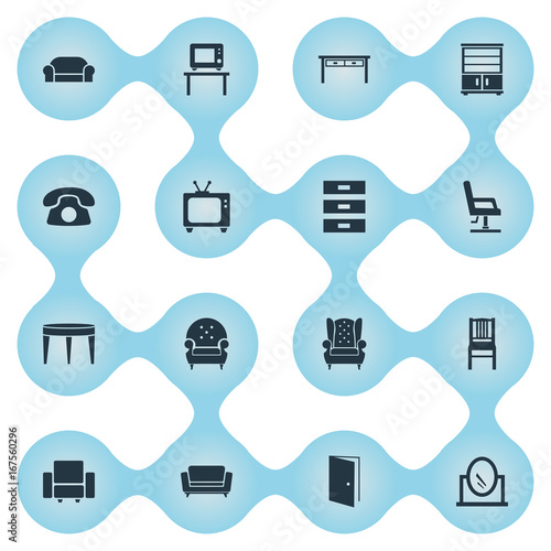 Vector Illustration Set Of Simple Furnishings Icons Elements