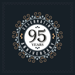 95 years anniversary design template. Vector and illustration. celebration anniversary logo. classic, vintage style