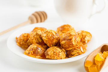 mini granola bars with dried fruits and honey