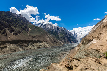 The beautiful view of the Hopar Glacier, Pakistan