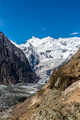 The beautiful view of the Hopar Glacier, Pakistan