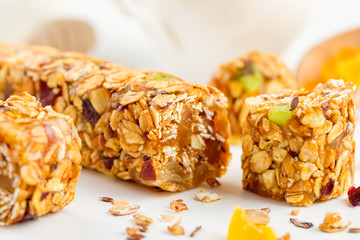 granola bars with dried fruits and honey