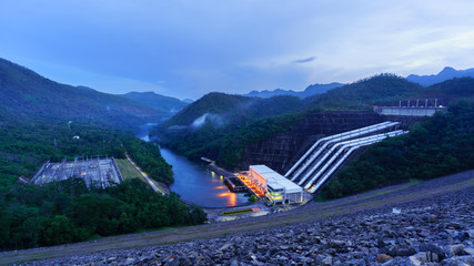 Scenery of Srinakharin dam in twilight, Kanchanaburi Province , Thailand