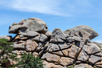 Rocks of the pink granite coast in Brittany