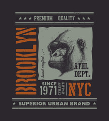 vintage urban typography with gorilla head