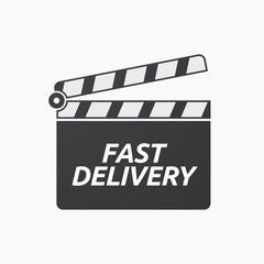 Isolated clapper board with  the text FAST DELIVERY