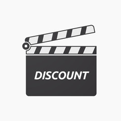 Isolated clapper board with    the text DISCOUNT