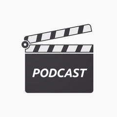 Isolated clapper board with    the text PODCAST