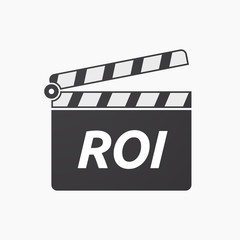 Isolated clapper board with    the return of investment acronym ROI