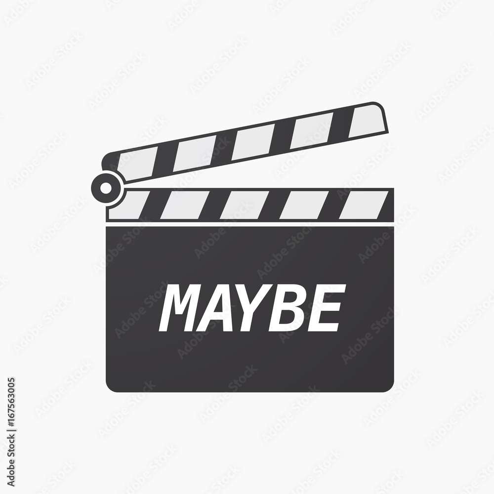 Sticker isolated clapper board with the text maybe