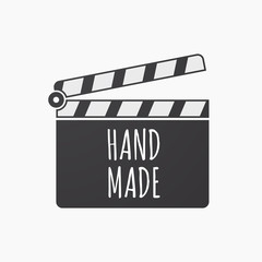 Isolated clapper board with    the text HAND MADE