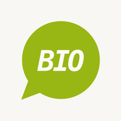 Isolated speech balloon with  the text  BIO