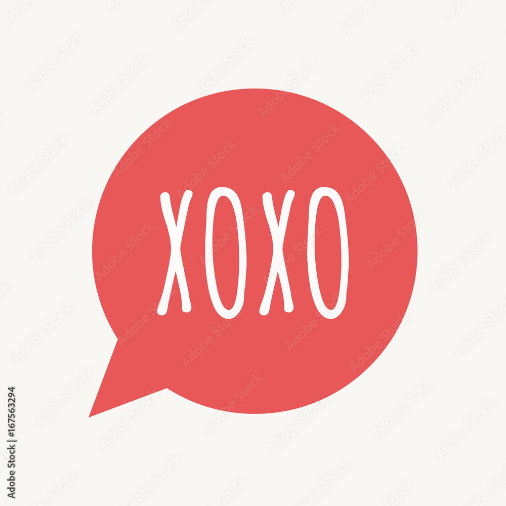 Poster isolated speech balloon with the text xoxo