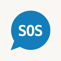 Isolated speech balloon with    the text SOS