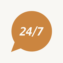 Isolated speech balloon with    the text 24/7