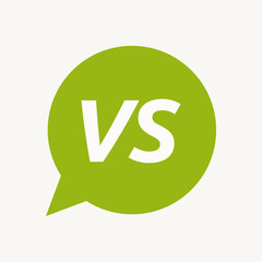 Isolated speech balloon with    the text VS