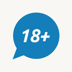 Isolated speech balloon with    the text 18+
