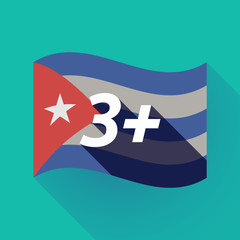 Long shadow Cuba flag with    the text 3+