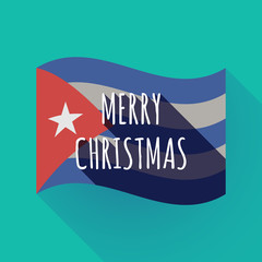 Long shadow Cuba flag with    the text MERRY CHRISTMAS