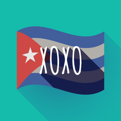 Long shadow Cuba flag with    the text XOXO
