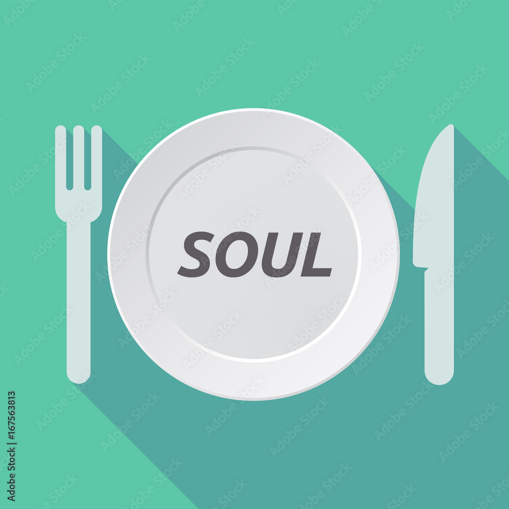 Sticker Long shadow tableware with    the text SOUL