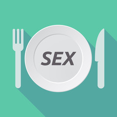 Long shadow tableware with    the text SEX