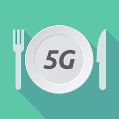 Long shadow tableware with    the text 5G