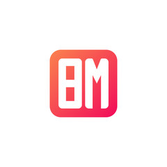 Initial letter BM, rounded letter square logo, modern gradient red color 