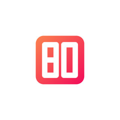 Initial letter BO, rounded letter square logo, modern gradient red color	
 
