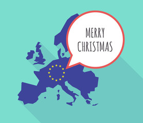Long shadow EU map with    the text MERRY CHRISTMAS