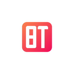 Initial letter BT, rounded letter square logo, modern gradient red color 