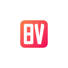 Initial letter BV, rounded letter square logo, modern gradient red color	
 
